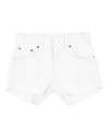 Fun & Fun Toddler Girl Denim Shorts White Size 5 Cotton, Elastane In White