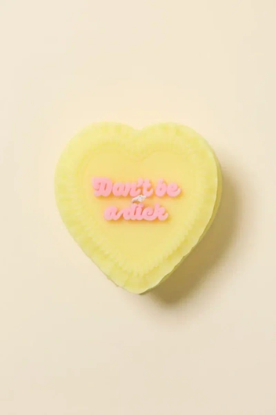 Fun Club Decorative Heart Cake Candle In Yellow At Urban Outfitters