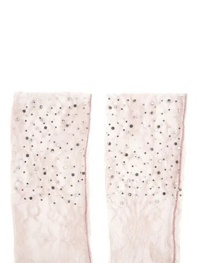 Fun Flamingo Embellished Sheer Socks In Pink