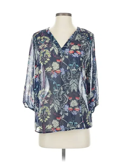 Pre-owned Fun2fun 3/4 Sleeve Blouse In Blue