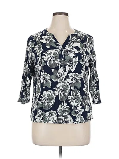 Pre-owned Fun2fun 3/4 Sleeve Blouse In Blue