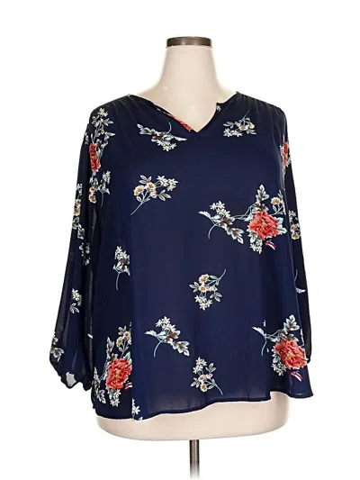 Pre-owned Fun2fun 3/4 Sleeve Blouse In Blue