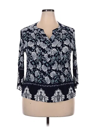 Pre-owned Fun2fun 3/4 Sleeve Blouse In Blue