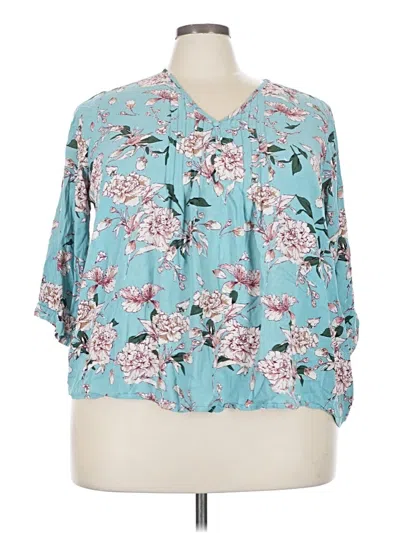 Pre-owned Fun2fun 3/4 Sleeve Blouse In Blue