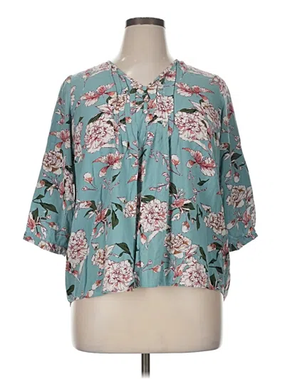 Pre-owned Fun2fun 3/4 Sleeve Blouse In Blue