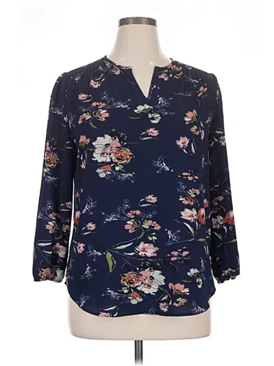 Pre-owned Fun2fun 3/4 Sleeve Blouse In Blue