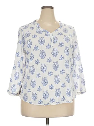Pre-owned Fun2fun 3/4 Sleeve Blouse In Blue