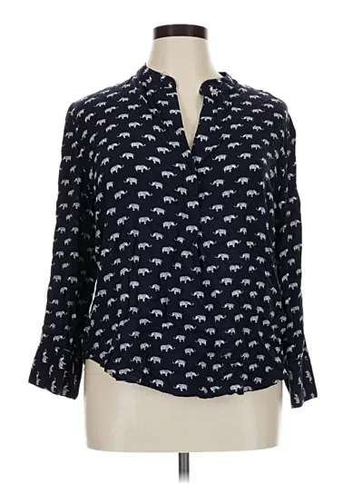 Pre-owned Fun2fun 3/4 Sleeve Blouse In Blue