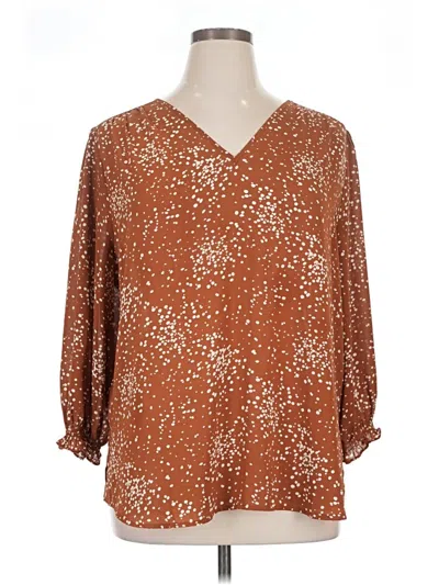 Pre-owned Fun2fun 3/4 Sleeve Blouse In Brown