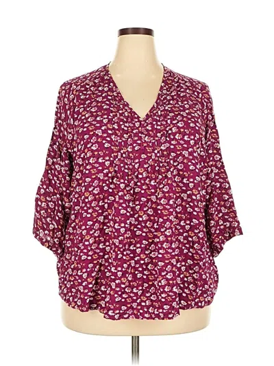 Pre-owned Fun2fun 3/4 Sleeve Blouse In Burgundy