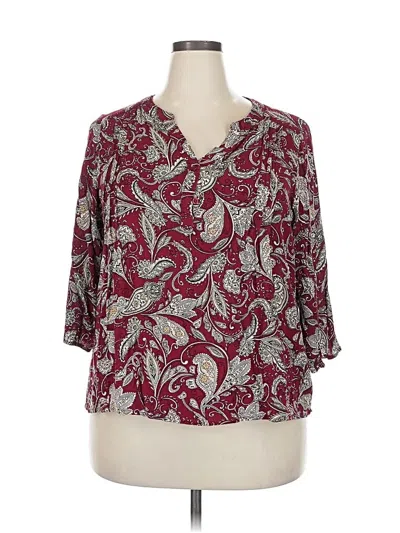 Pre-owned Fun2fun 3/4 Sleeve Blouse In Burgundy