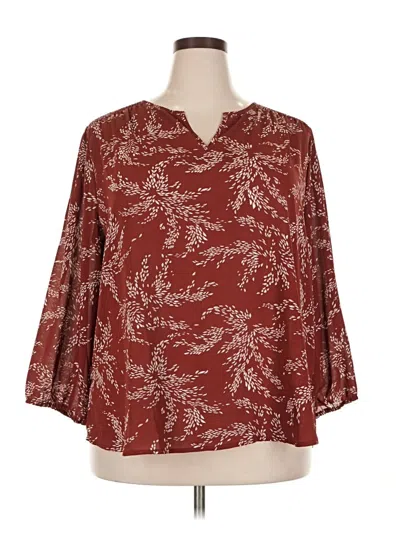 Pre-owned Fun2fun 3/4 Sleeve Blouse In Burgundy