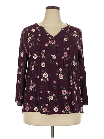Pre-owned Fun2fun 3/4 Sleeve Blouse In Burgundy