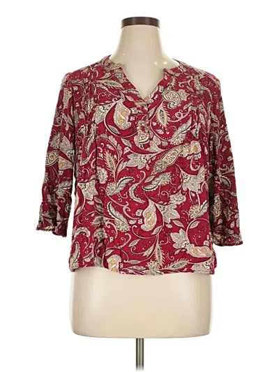 Pre-owned Fun2fun 3/4 Sleeve Blouse In Burgundy
