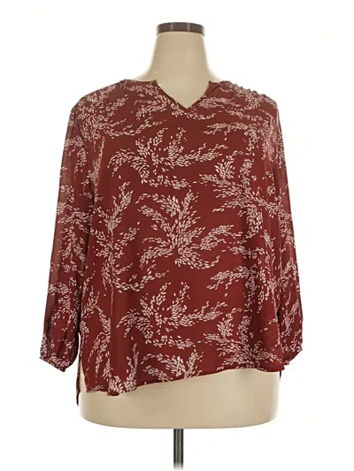 Pre-owned Fun2fun 3/4 Sleeve Blouse In Burgundy
