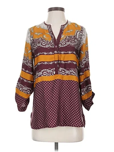Pre-owned Fun2fun 3/4 Sleeve Blouse In Burgundy
