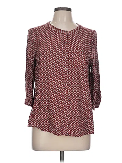 Pre-owned Fun2fun 3/4 Sleeve Blouse In Burgundy
