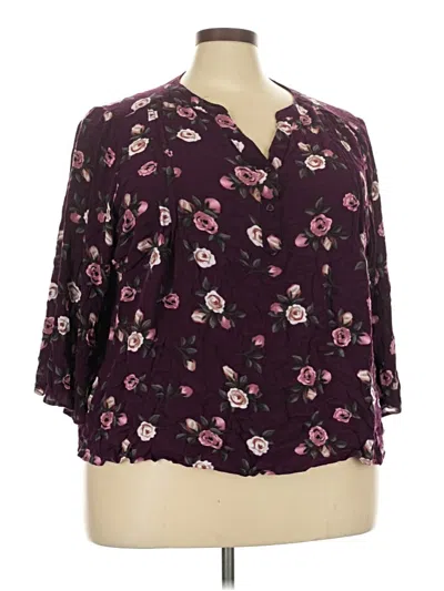 Pre-owned Fun2fun 3/4 Sleeve Blouse In Burgundy