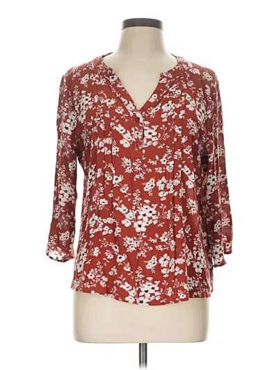 Pre-owned Fun2fun 3/4 Sleeve Blouse In Burgundy