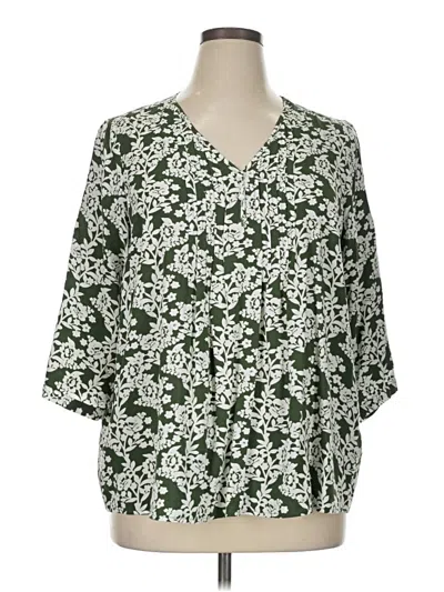 Pre-owned Fun2fun 3/4 Sleeve Blouse In Green