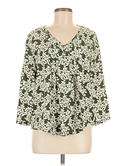 Pre-owned Fun2fun 3/4 Sleeve Blouse In Green