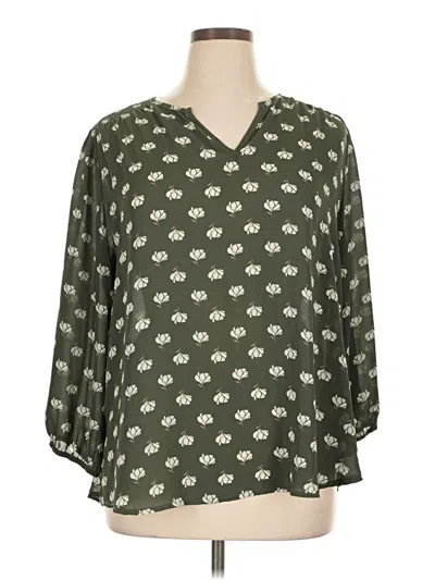 Pre-owned Fun2fun 3/4 Sleeve Blouse In Green