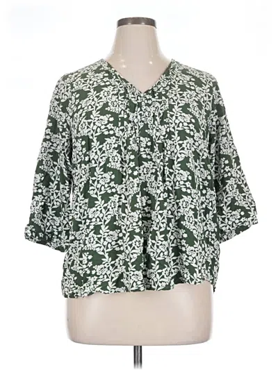 Pre-owned Fun2fun 3/4 Sleeve Blouse In Green