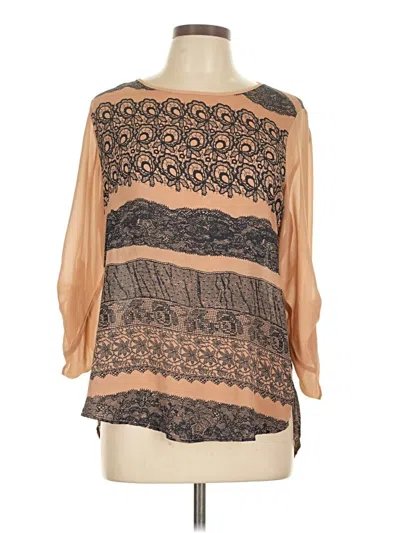 Pre-owned Fun2fun 3/4 Sleeve Blouse In Tan