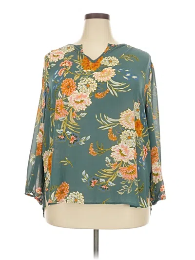 Pre-owned Fun2fun 3/4 Sleeve Blouse In Teal
