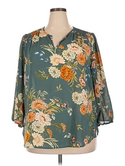 Pre-owned Fun2fun 3/4 Sleeve Blouse In Teal