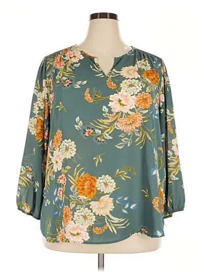 Pre-owned Fun2fun 3/4 Sleeve Blouse In Teal