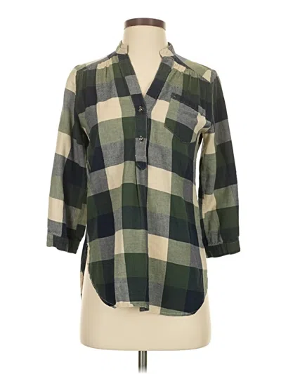 Pre-owned Fun2fun 3/4 Sleeve Button Down Shirt In Green