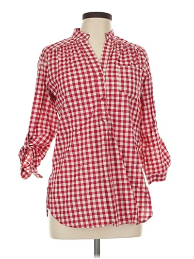 Pre-owned Fun2fun 3/4 Sleeve Button Down Shirt In Red