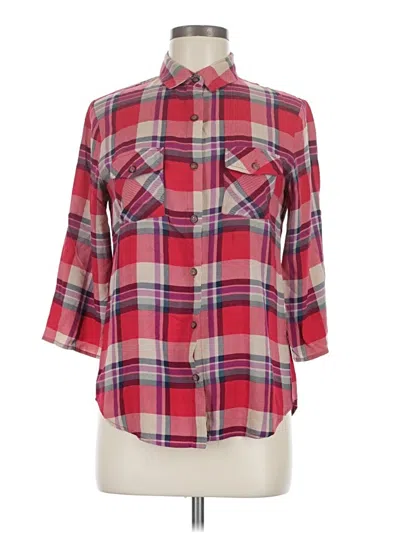 Pre-owned Fun2fun 3/4 Sleeve Button Down Shirt In Red