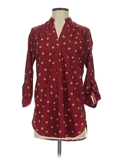 Pre-owned Fun2fun Long Sleeve Blouse In Burgundy