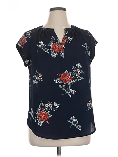 Pre-owned Fun2fun Short Sleeve Blouse In Blue