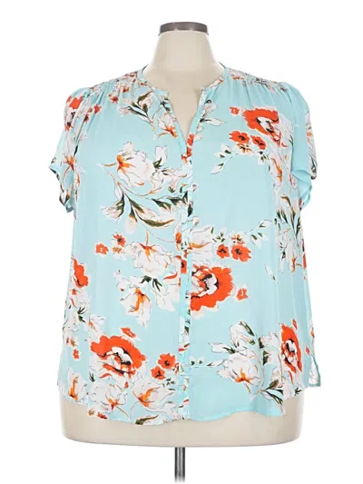 Pre-owned Fun2fun Short Sleeve Blouse In Blue