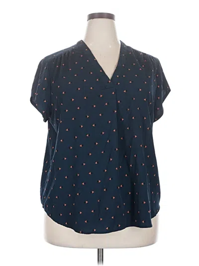 Pre-owned Fun2fun Short Sleeve Blouse In Blue