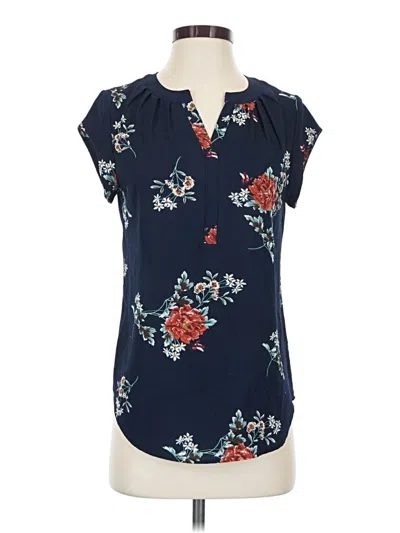 Pre-owned Fun2fun Short Sleeve Blouse In Blue