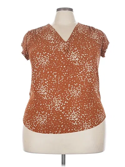 Pre-owned Fun2fun Short Sleeve Blouse In Brown