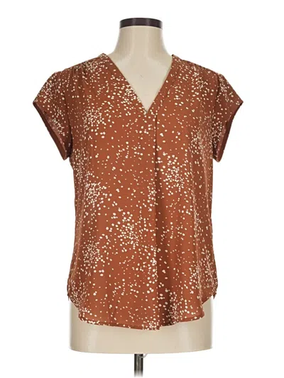 Pre-owned Fun2fun Short Sleeve Blouse In Brown