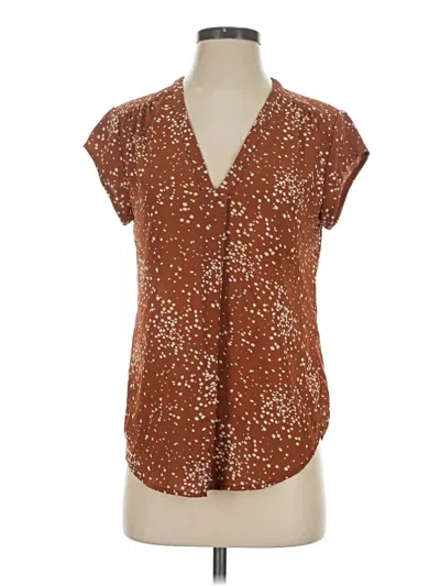 Pre-owned Fun2fun Short Sleeve Blouse In Brown