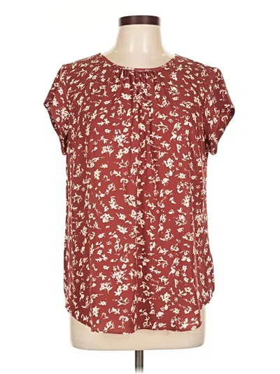 Pre-owned Fun2fun Short Sleeve Blouse In Burgundy