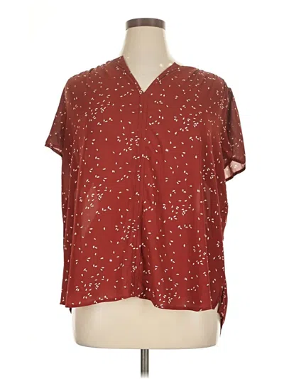 Pre-owned Fun2fun Short Sleeve Blouse In Burgundy