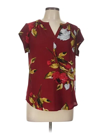 Pre-owned Fun2fun Short Sleeve Blouse In Burgundy