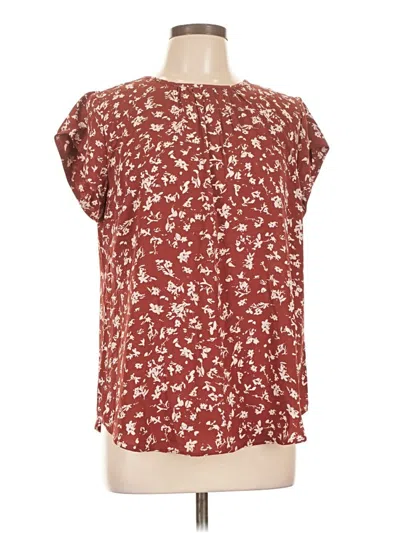 Pre-owned Fun2fun Short Sleeve Blouse In Burgundy