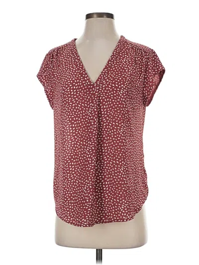 Pre-owned Fun2fun Short Sleeve Blouse In Burgundy
