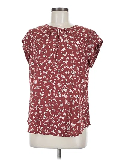 Pre-owned Fun2fun Short Sleeve Blouse In Burgundy