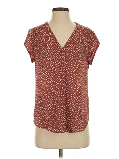 Pre-owned Fun2fun Short Sleeve Blouse In Burgundy