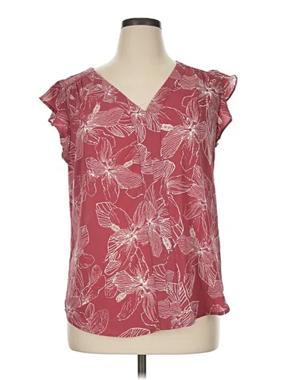 Pre-owned Fun2fun Short Sleeve Blouse In Burgundy